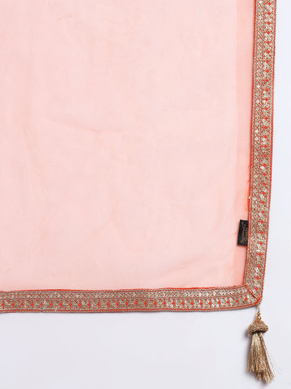 Women's Embroidered Silk Blend Kurta, Dhoti Pant & Dupatta Set