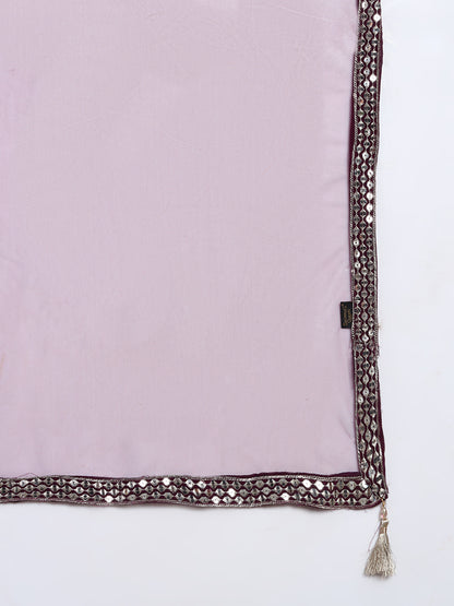 Women's Silver Embellished Georgette Kurta, Pyjama & Dupatta Set