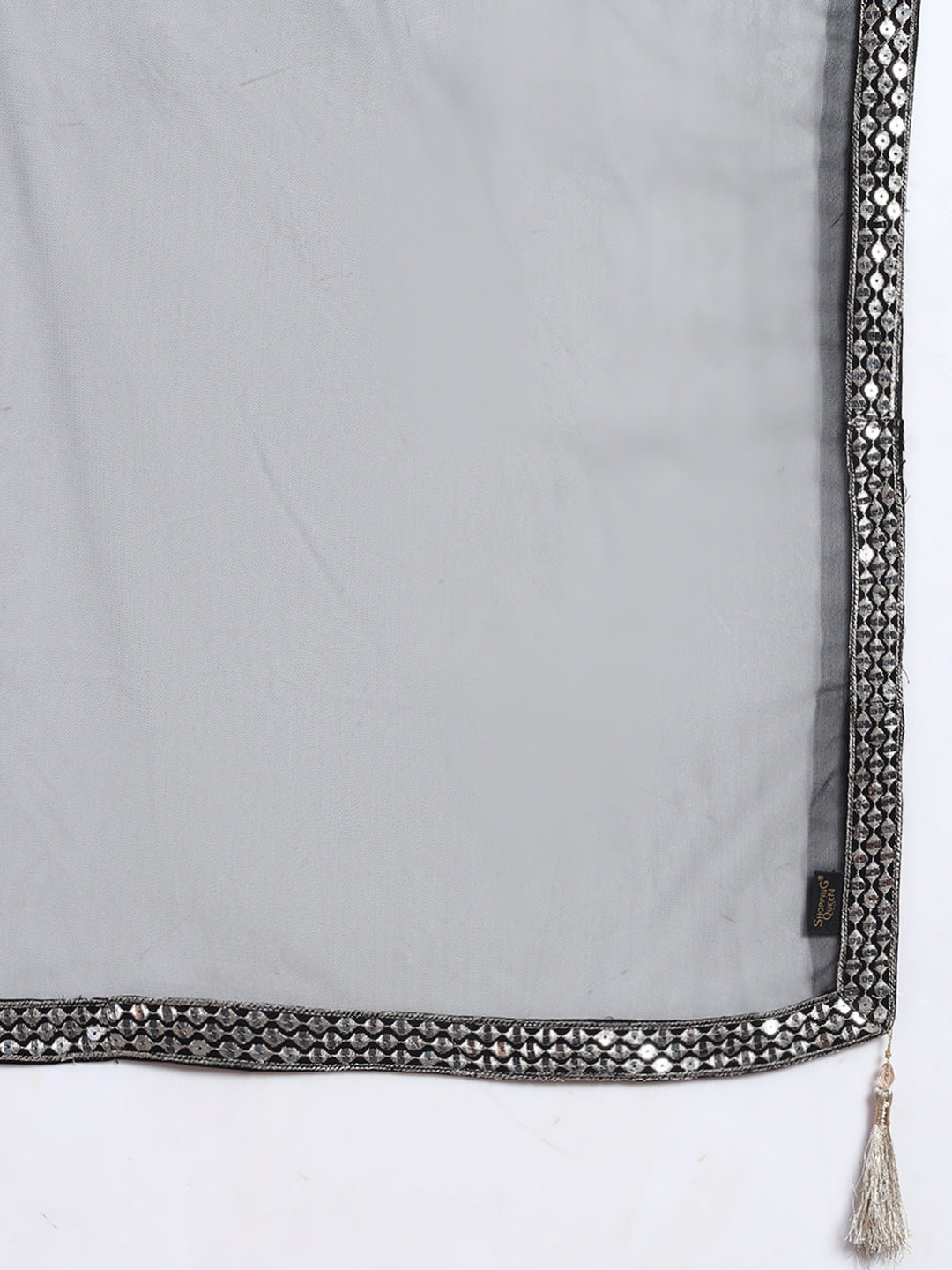 Women's Silver Embellished Georgette Kurta, Pyjama & Dupatta Set