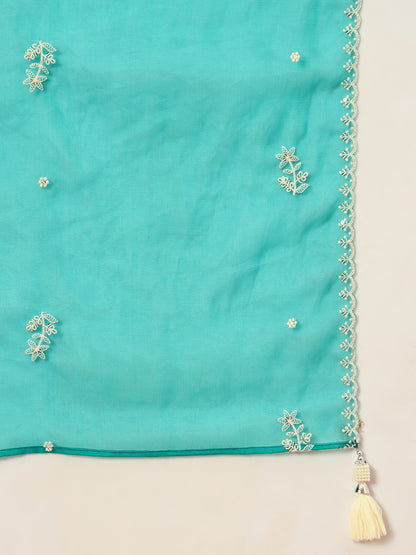 Women's Embroidered Silk Kurta, Pyjama & Dupatta Set