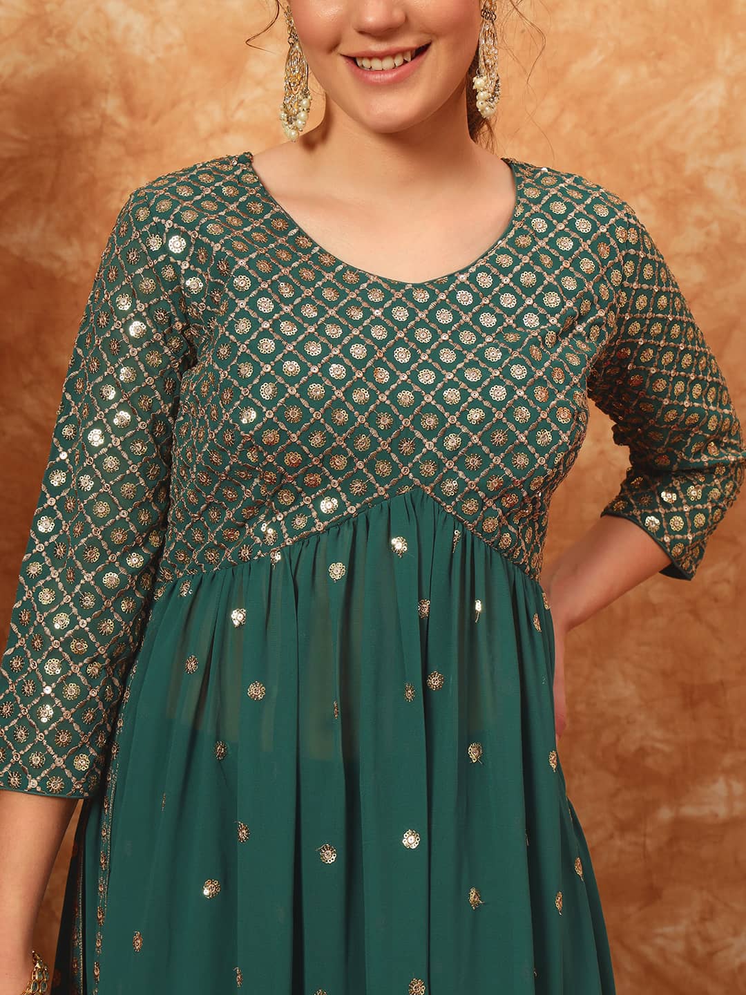 Women's Embroidered Georgette Kurta and Palazzo Set