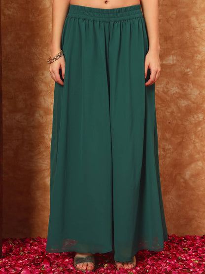 Women's Embroidered Georgette Kurta and Palazzo Set