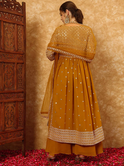 Women's Embroidered Georgette Kurta and Palazzo Set