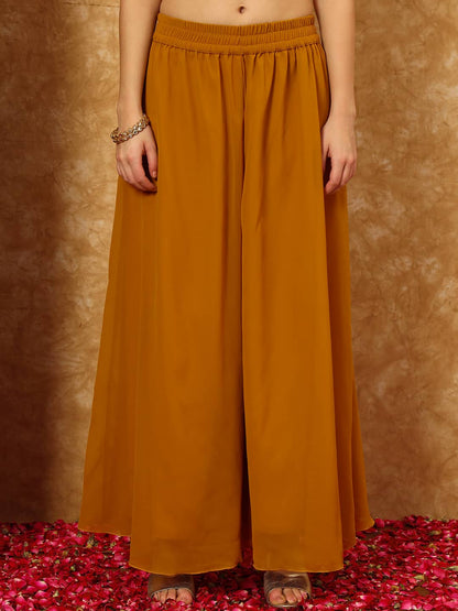 Women's Embroidered Georgette Kurta and Palazzo Set