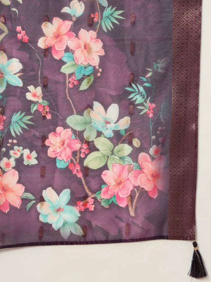 Women's Embroidered Silk Kurta, Pyjama & Dupatta Set