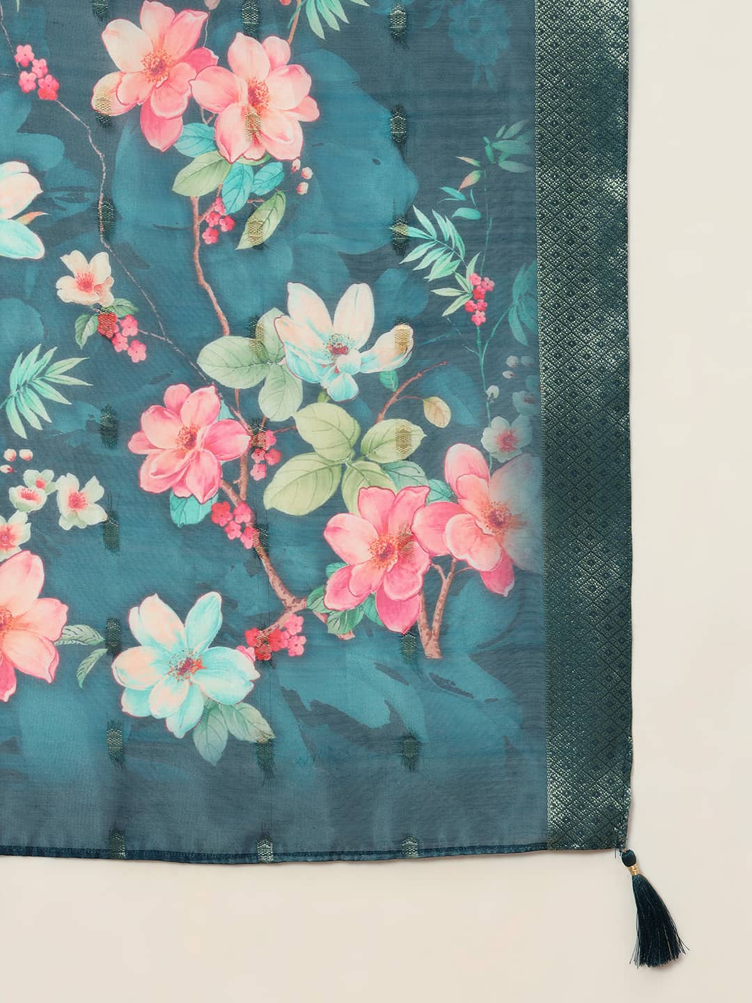 Women's Embroidered Silk Kurta, Pyjama & Dupatta Set