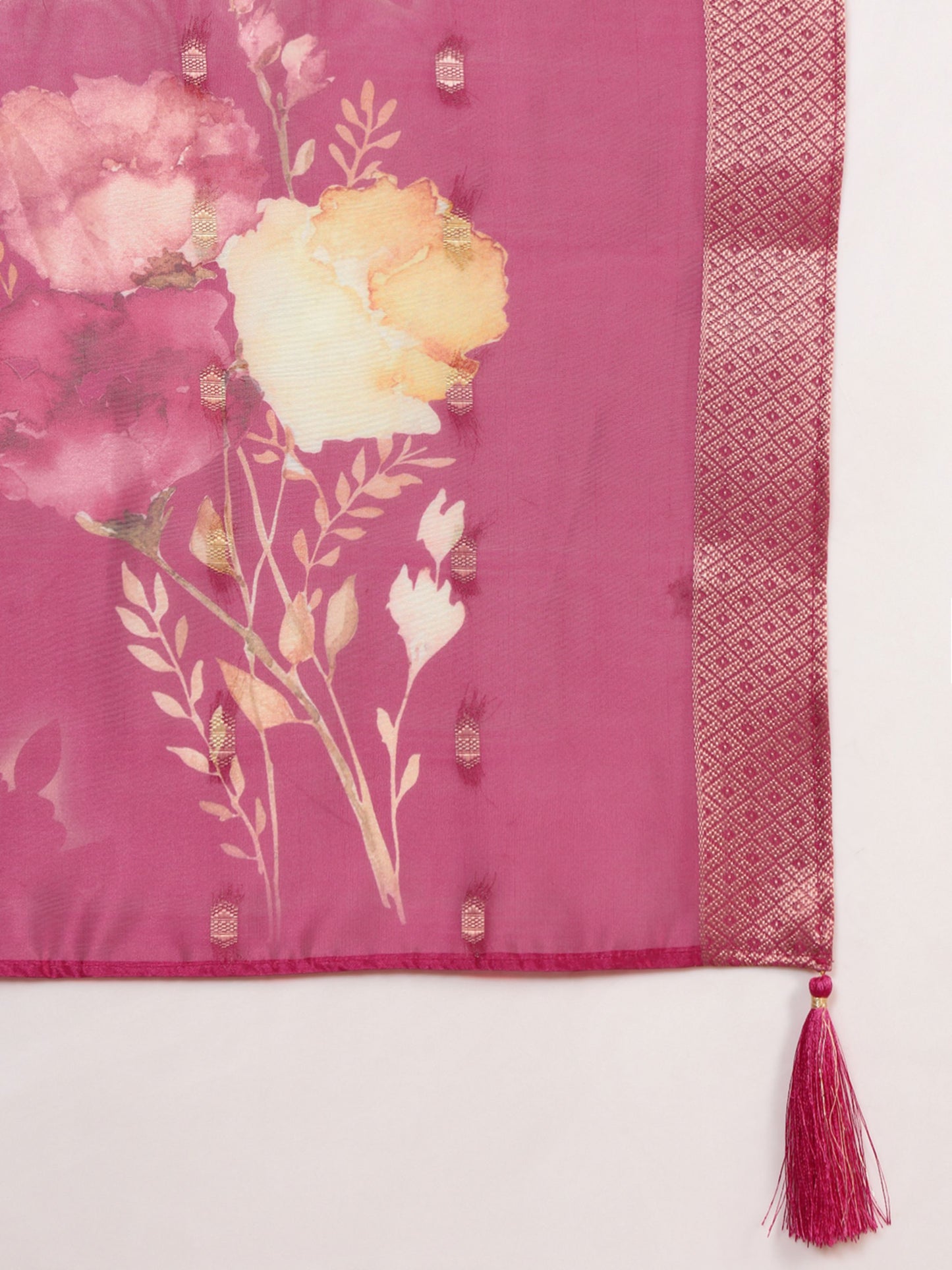 Dark Pink Embroidered Viscose Women's Kurta, Pyjama & Dupatta Set