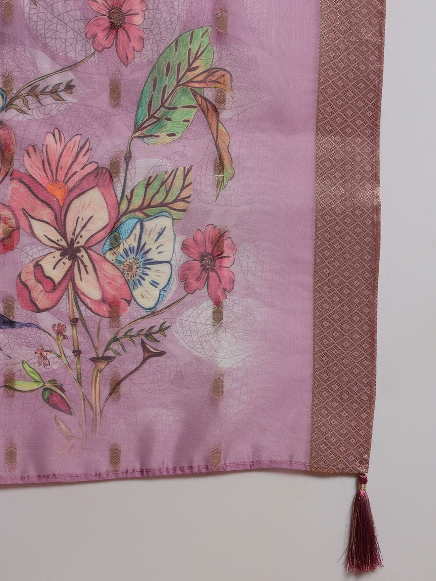 Light Purple Embroidered Viscose Women's Kurta, Pyjama & Dupatta Set