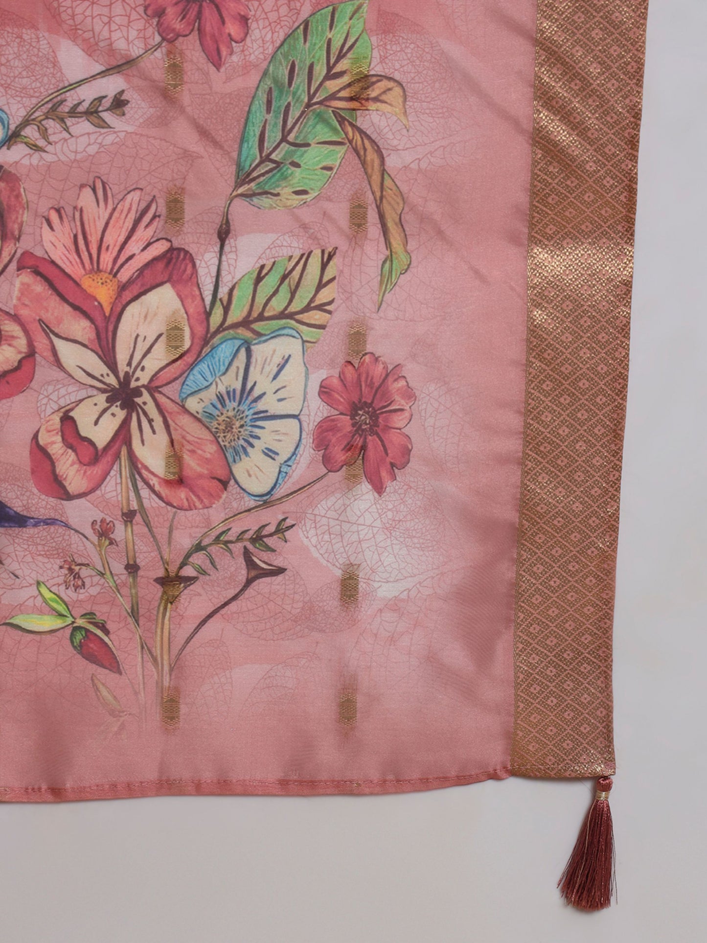 Salmon Orange Embroidered Viscose Women's Kurta, Pyjama & Dupatta Set