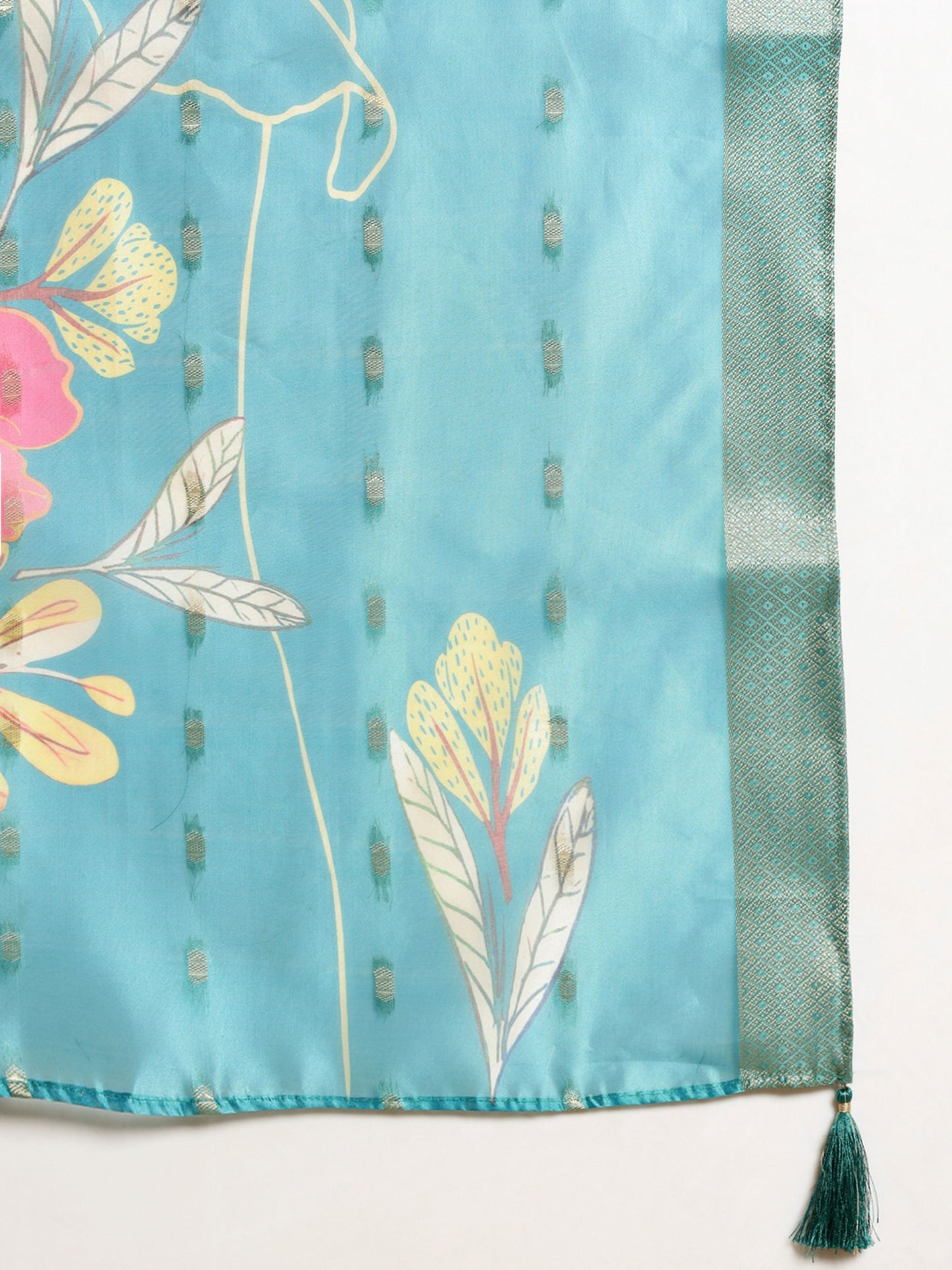 Dark Cyan Schiffily Viscose Women's Kurta, Pyjama & Dupatta Set