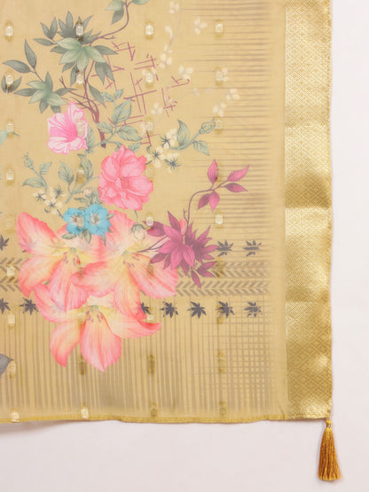 Dijon Yellow Embroidered Viscose Women's Kurta, Pyjama & Dupatta Set