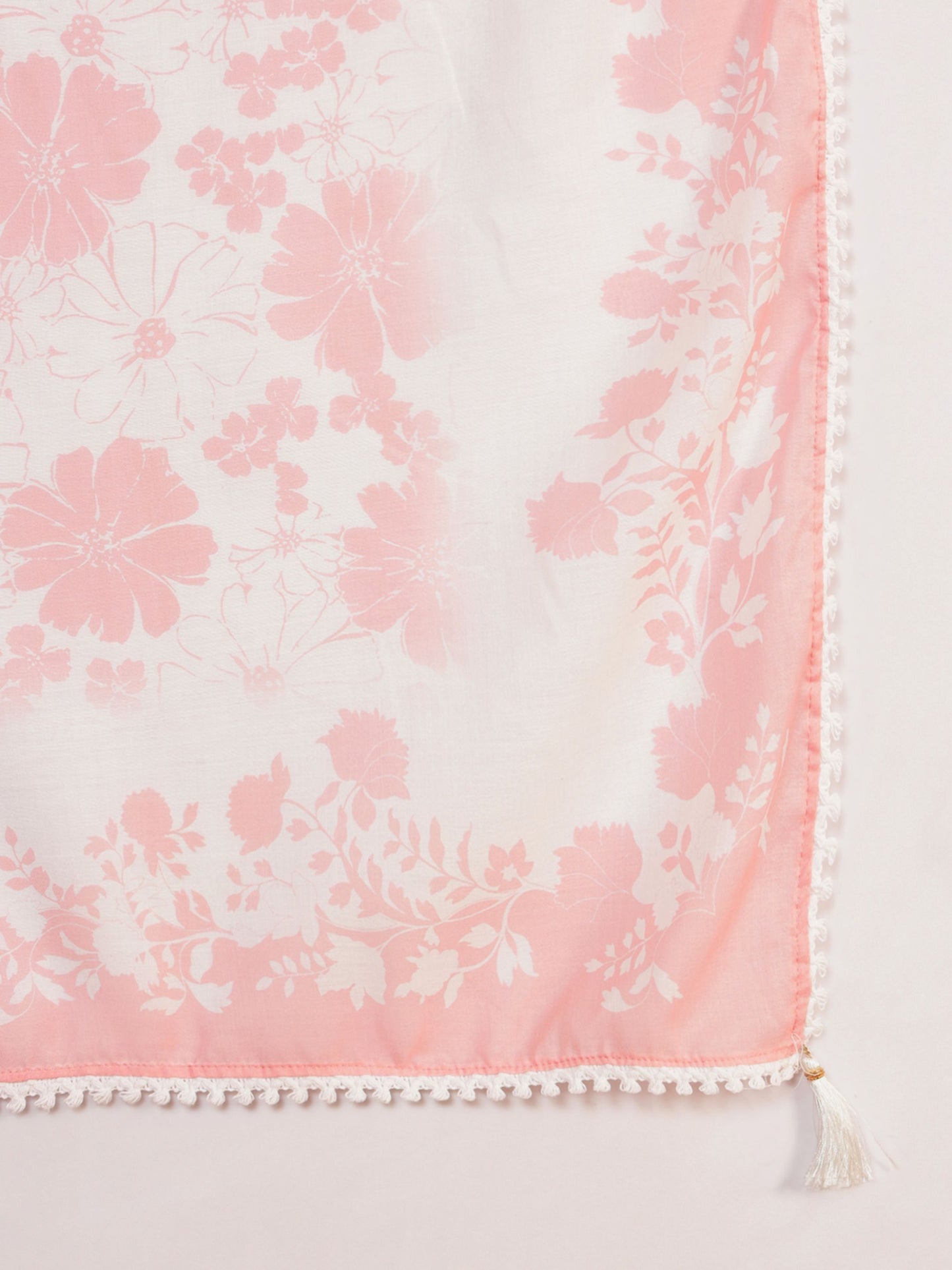 Peach Embroidered Viscose Women's Kurta, Pyjama & Dupatta Set