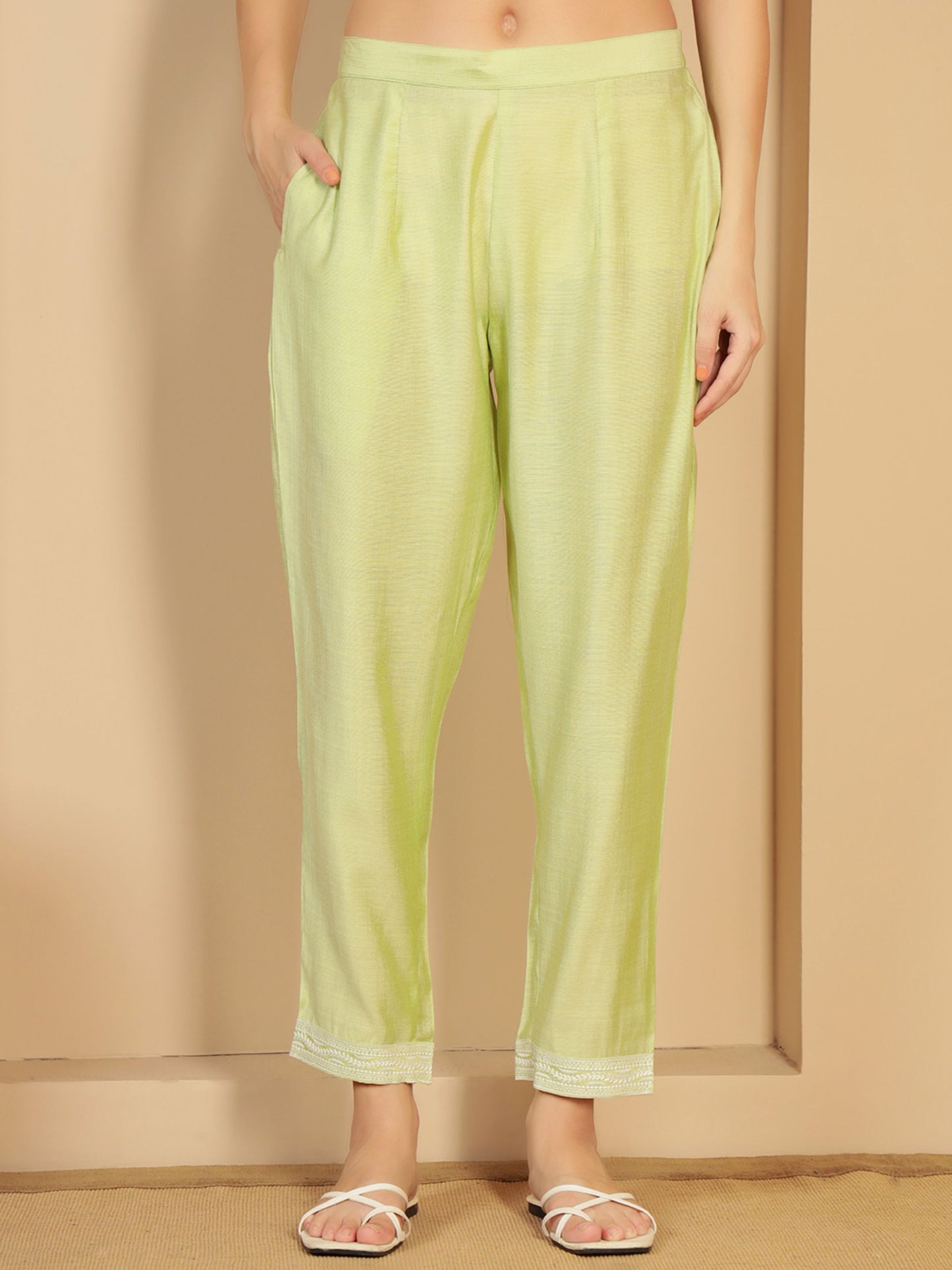 Pastel Green Embroidered Viscose Women's Kurta, Pyjama & Dupatta Set