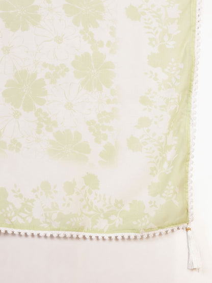 Pastel Green Embroidered Viscose Women's Kurta, Pyjama & Dupatta Set