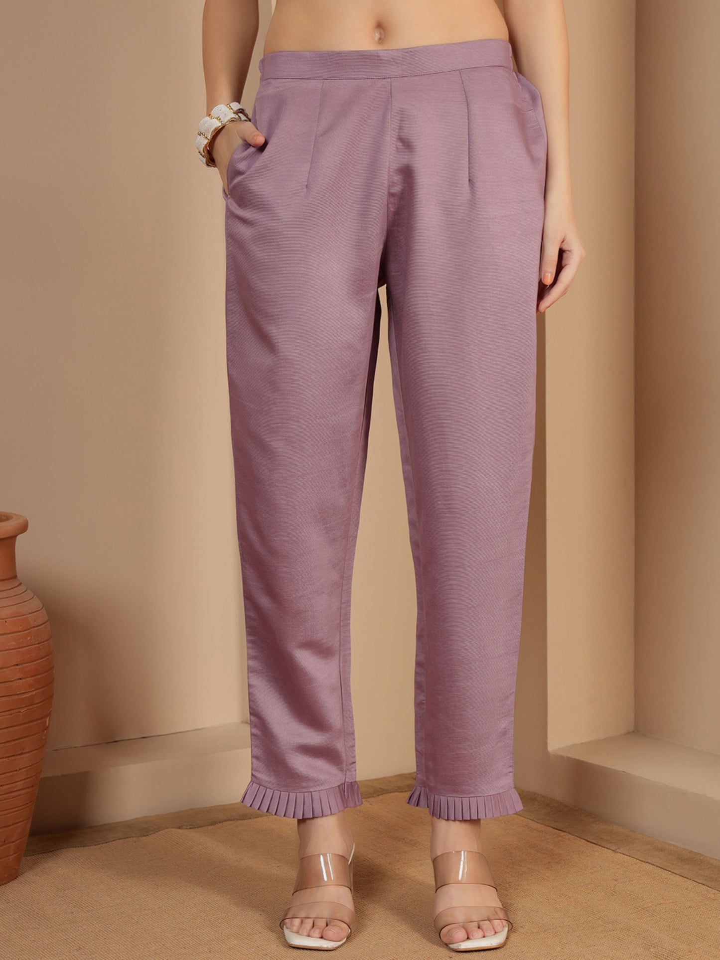 Heather Purple Embroidered Viscose Women's Kurta, Pyjama & Dupatta Set