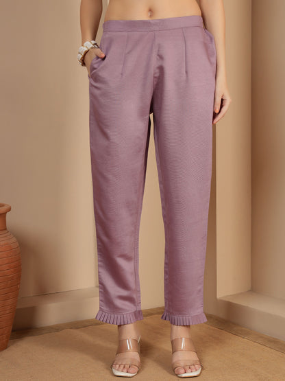 Heather Purple Embroidered Viscose Women's Kurta, Pyjama & Dupatta Set