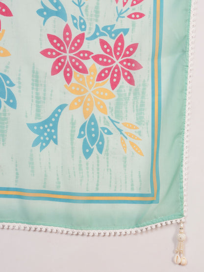 Mint Green Embroidered Viscose Women's Kurta, Pyjama & Dupatta Set