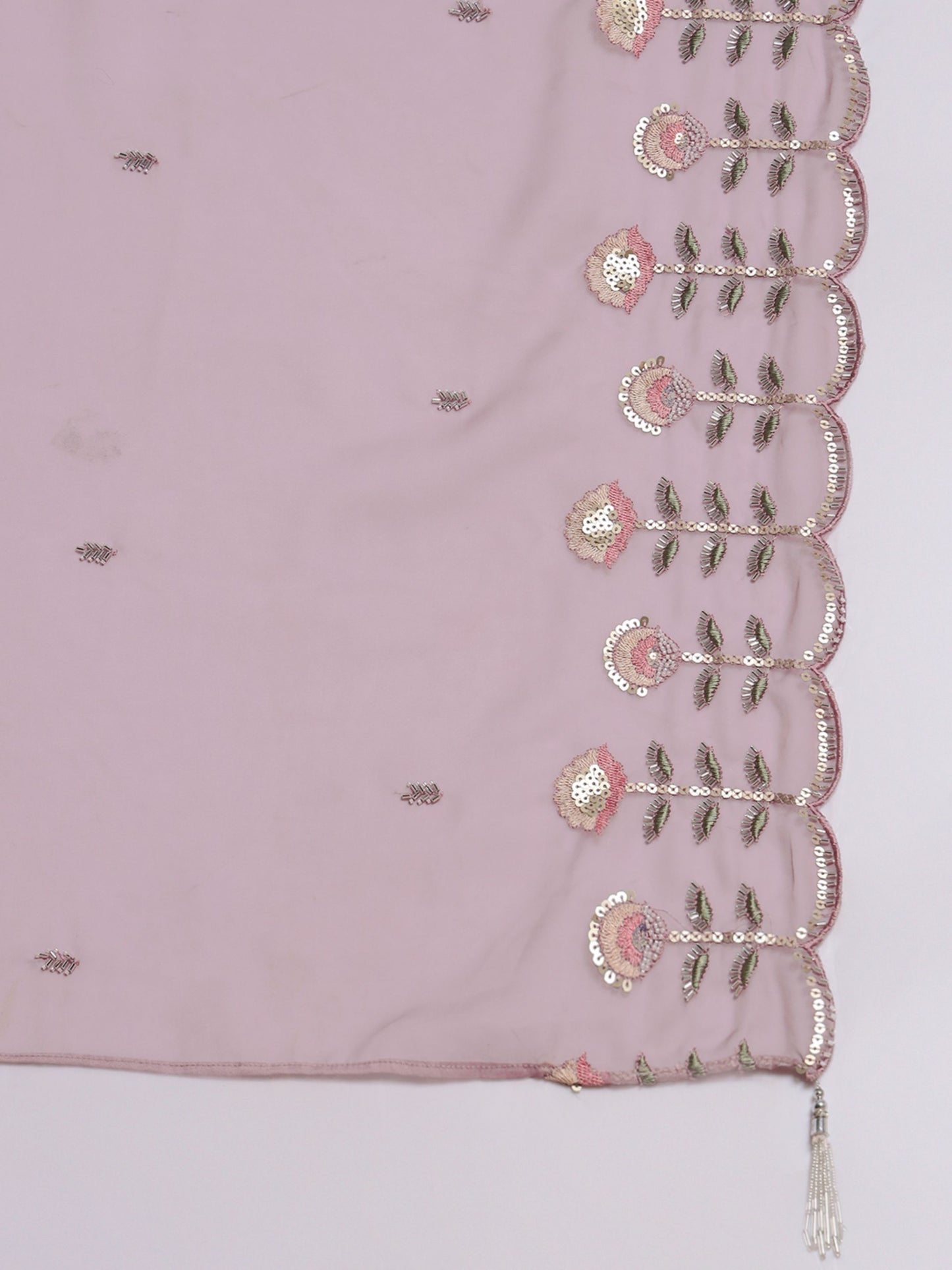 Lilac Purple Embroidered Silk Women's Kurta, Pyjama & Dupatta Set