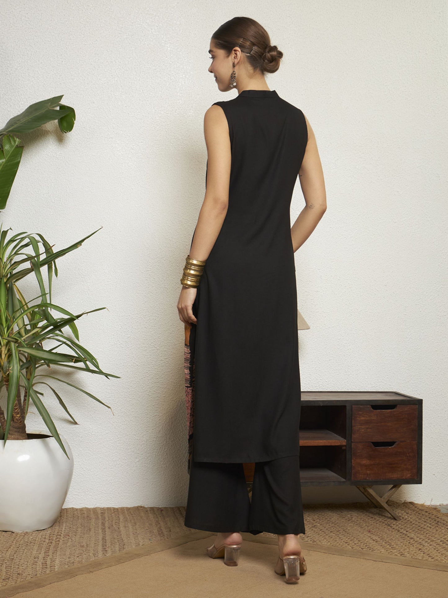 Wine Printed Rayon Women's Kurta and Palazzo Set