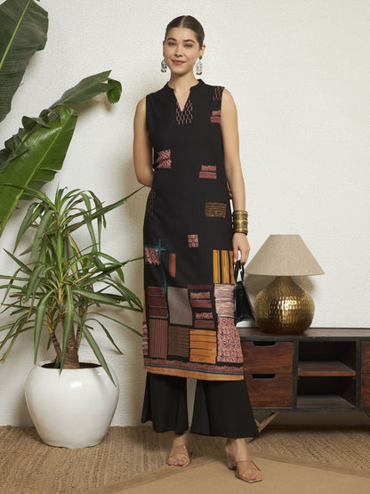 Wine Printed Rayon Women's Kurta and Palazzo Set