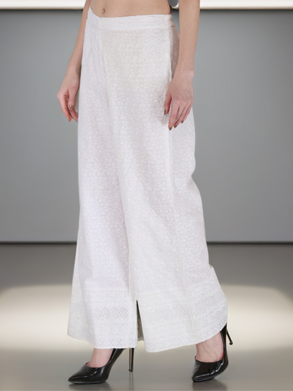Women's Cotton Embroidered Chikankari Palazzo