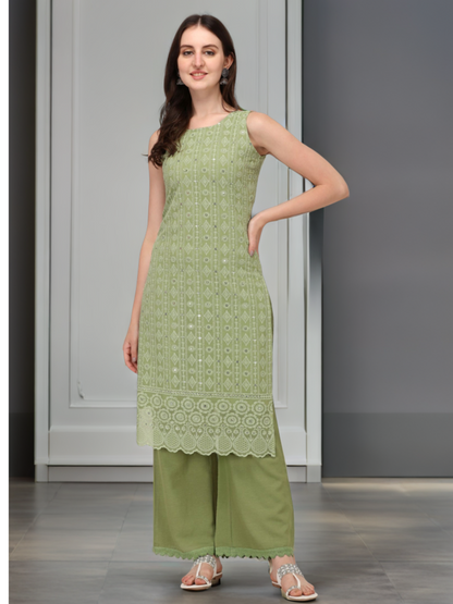 Women's Schiffily Georgette  Kurta and Palazzo Set