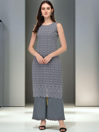 Women's Schiffily Georgette Kurta and Palazzo Set